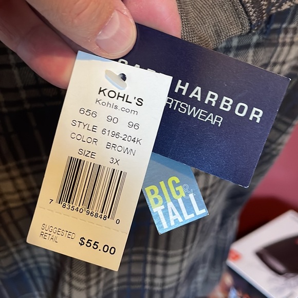 NWT Safe Harbor plaid collared long sleeve shirt Sportswear Mens 3X - Picture 4 of 6